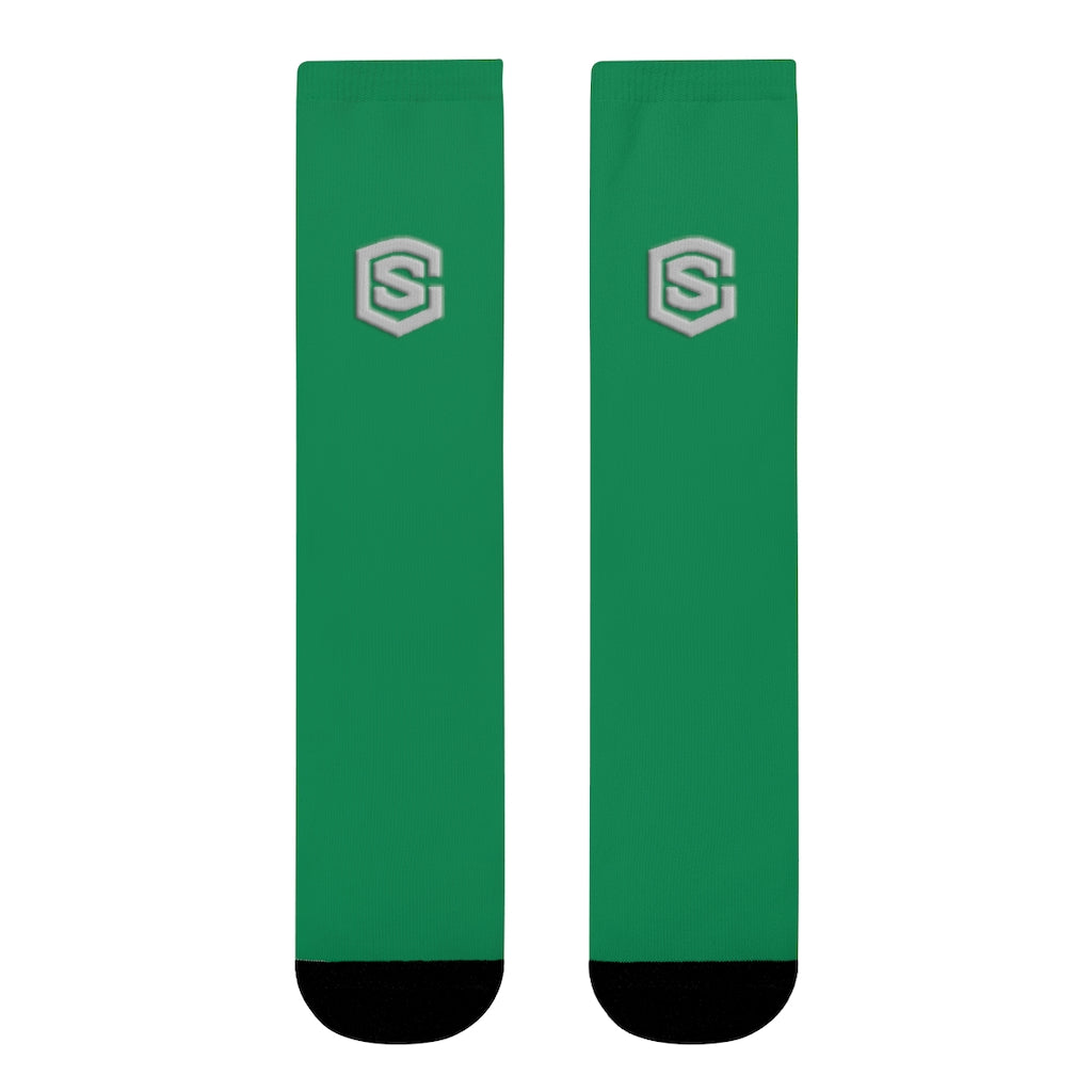 green Sublimation Crew Socks (EU) Silver Logo