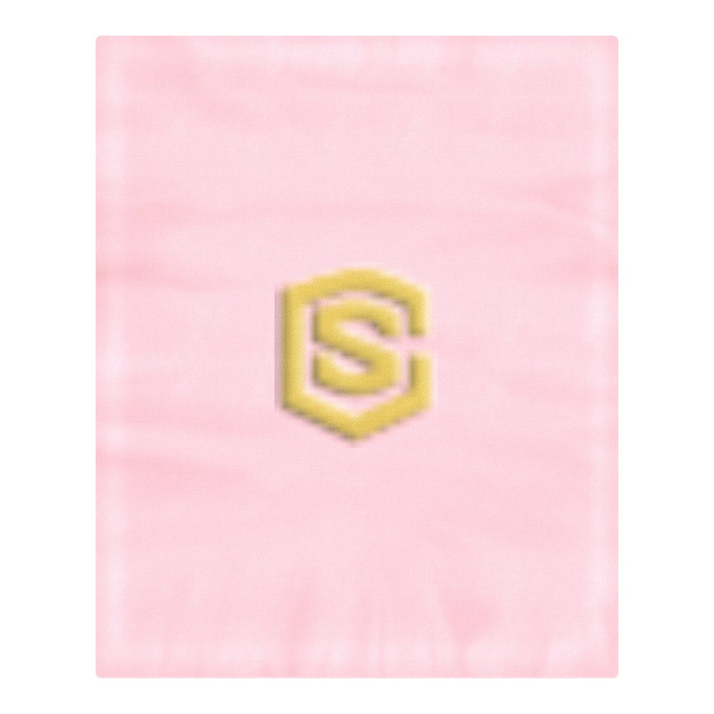 Pink 3-Piece Bedding Set (1 Duvet Cover 86"x70"; 2 Pillowcases 20"x30")(One Side) wtih Gold Logo 3-Piece Bedding Set (1 Duvet Cover 86"x70"; 2 Pillowcases 20"x30")(One Side)