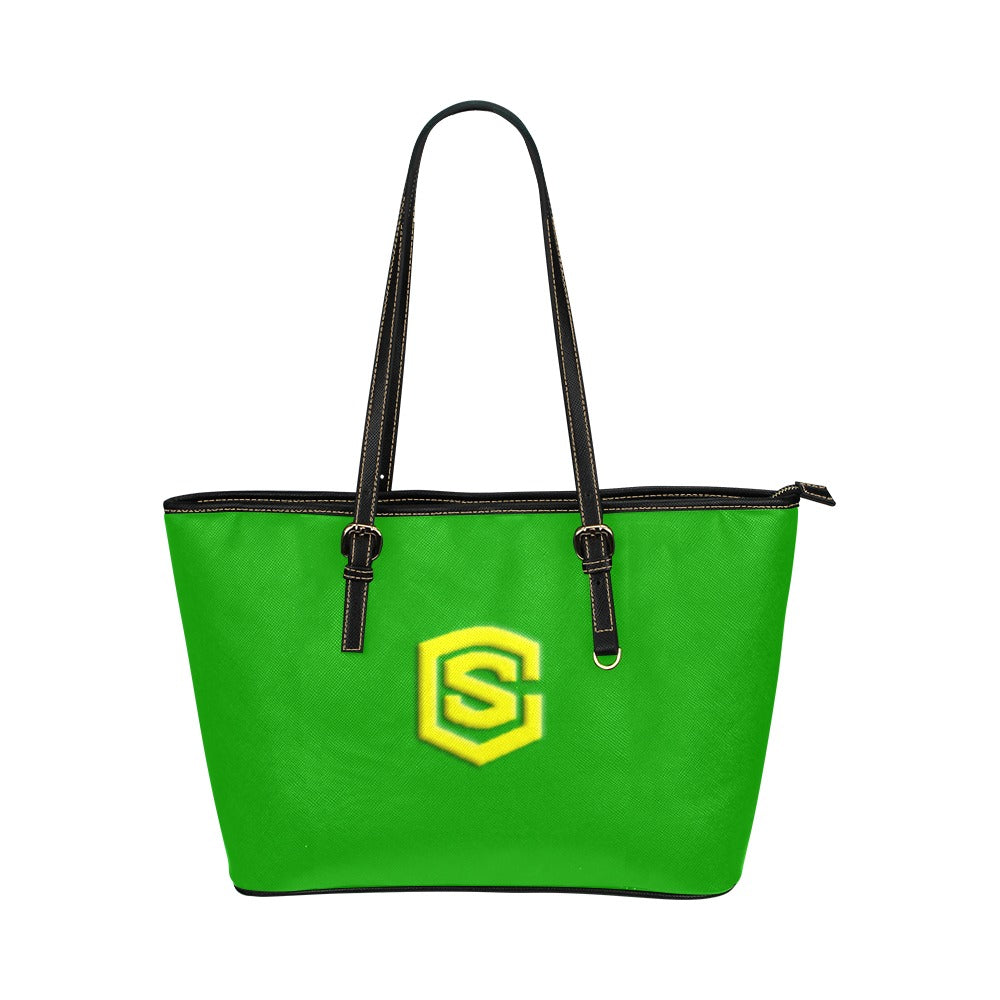 ORANGE Leather Tote Bag WITH YELLOW LOGO Leather Tote Bag (Model 1651) (Big)