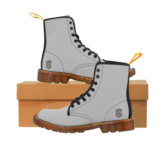 Grey Men's Canvas Boots Silver Logo