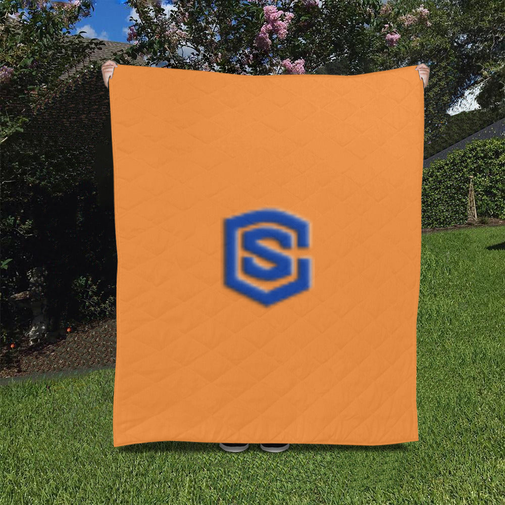 Orange Custom Quilt Blue Logo Custom Quilt 50" x 60"