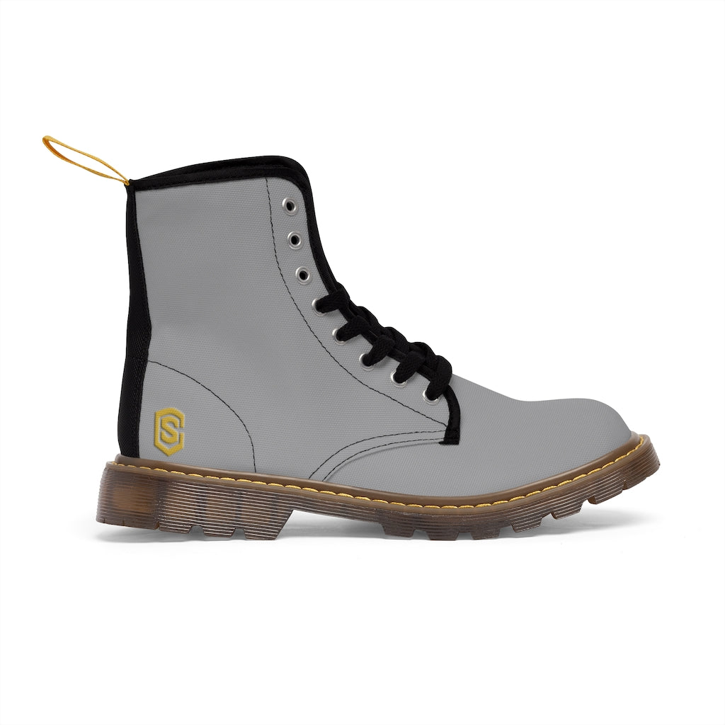 Grey Men's Canvas Boots Gold Logo