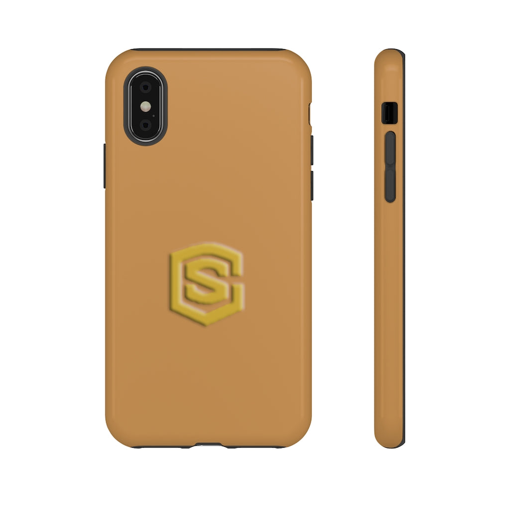 Light Brown Tough Cases Gold Logo