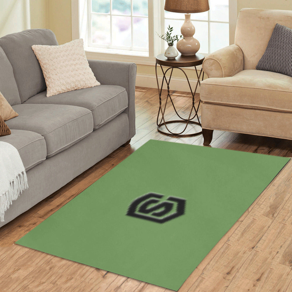 Green Area Rug Black Logo Area Rug 5' x 3.2'