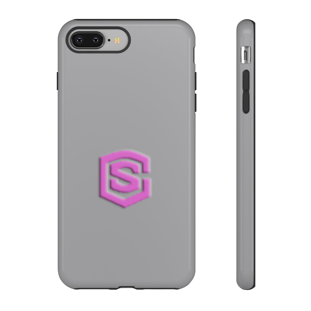 Grey Tough Cases Pink Logo