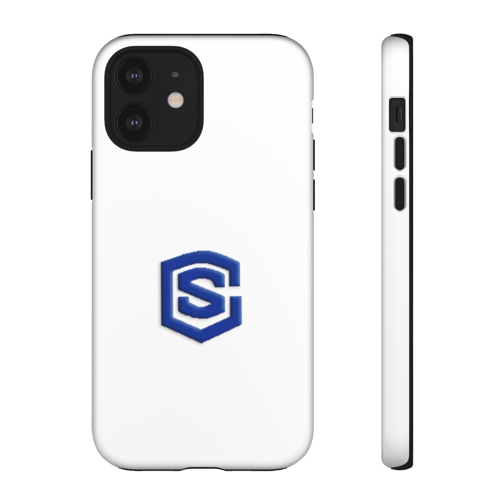 White Tough Cases Blue Logo
