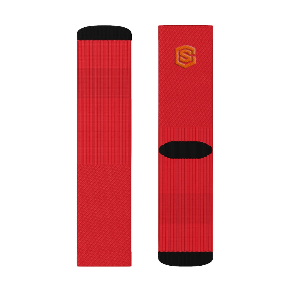 Red Sublimation Socks Orange Logo