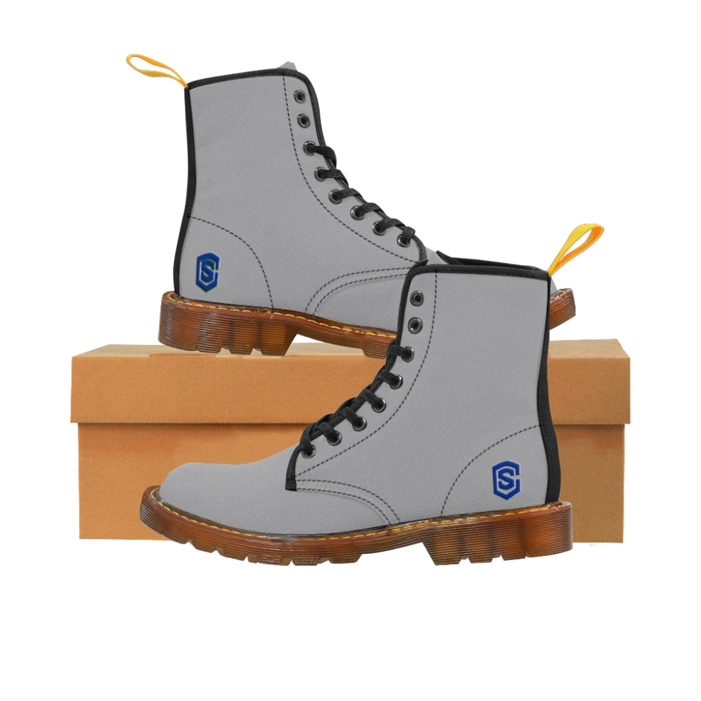 Grey Men's Canvas Boots Blue Logo