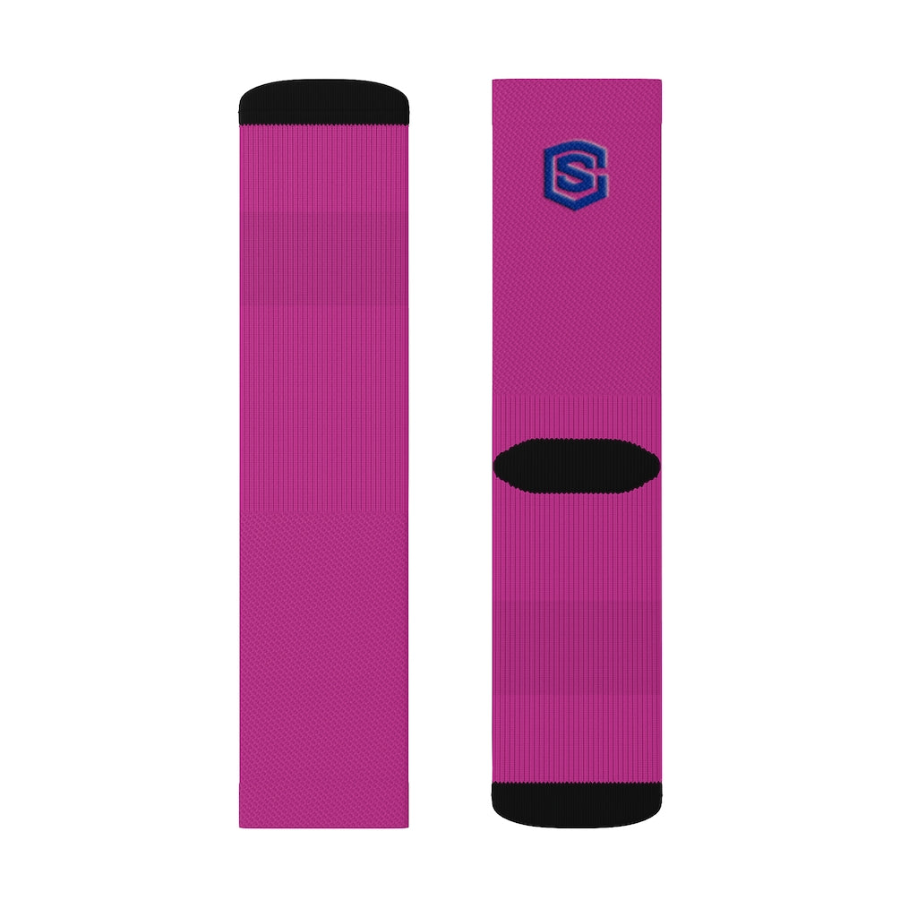 Pink Sublimation Socks Blue Logo