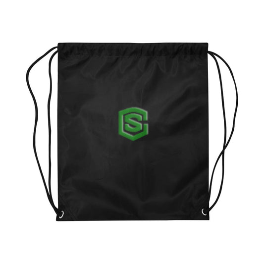 Black Drawstring Bags Large With Green Logo Drawstring Bags (Model 1604) (Large)