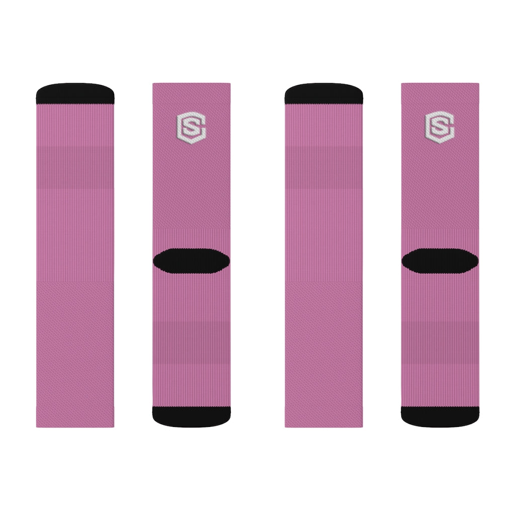 Pink Sublimation Socks White Logo