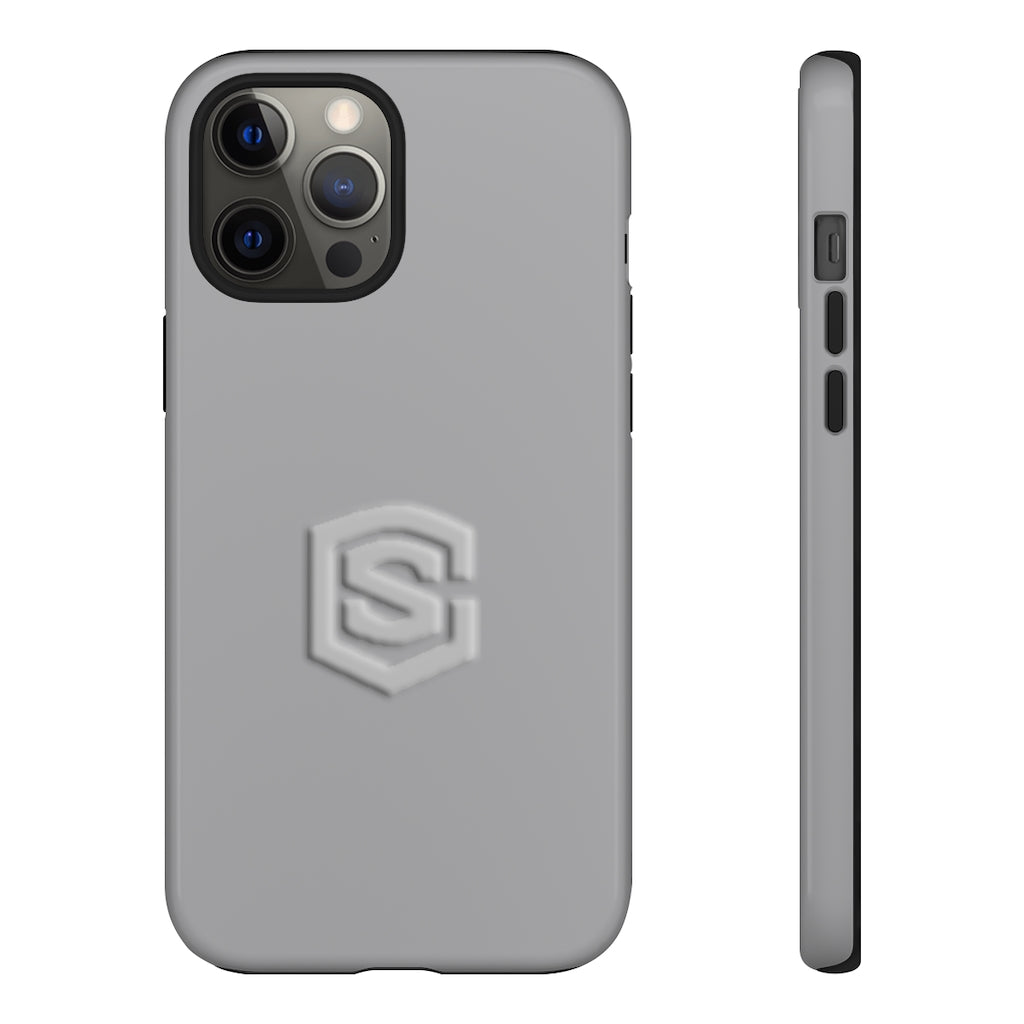 Grey Tough Cases Silver Logo