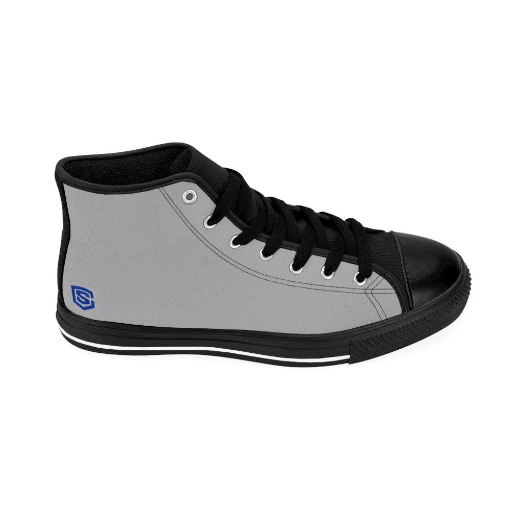 grey Women's High-top Sneakers Blue logo