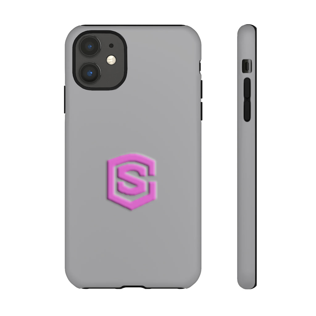 Grey Tough Cases Pink Logo
