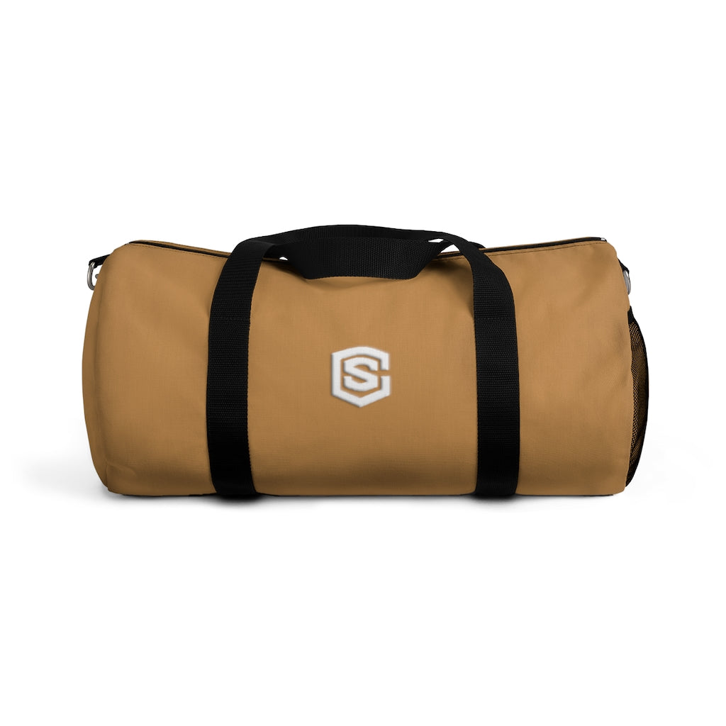 Brown Duffel Bag White Logo
