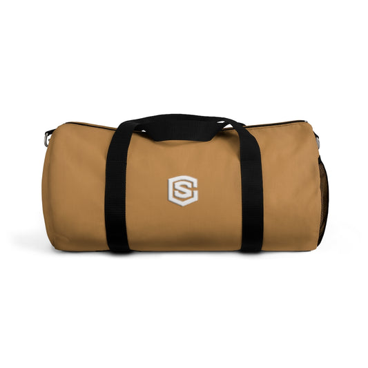 Brown Duffel Bag White Logo