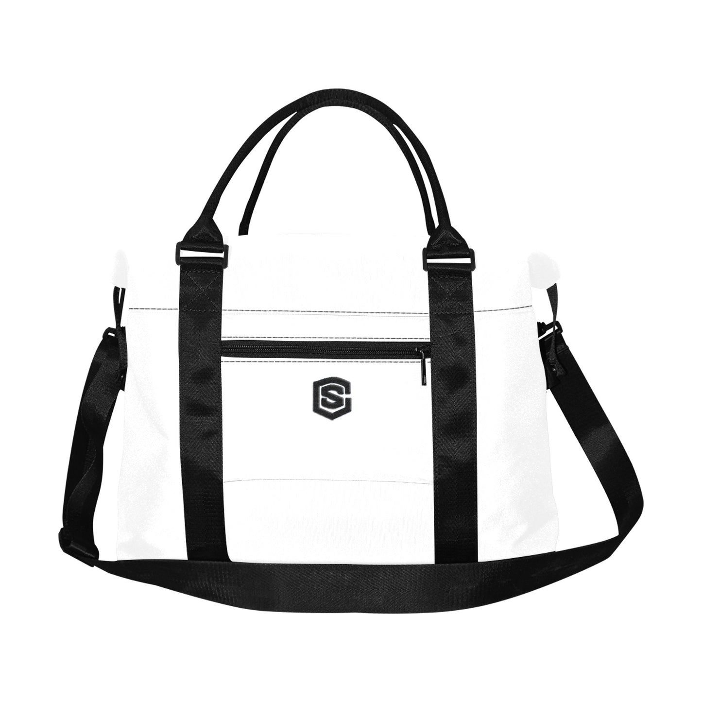 White Large Capacity Duffle Bag With Black Logo Large Capacity Duffle Bag(Model1715)