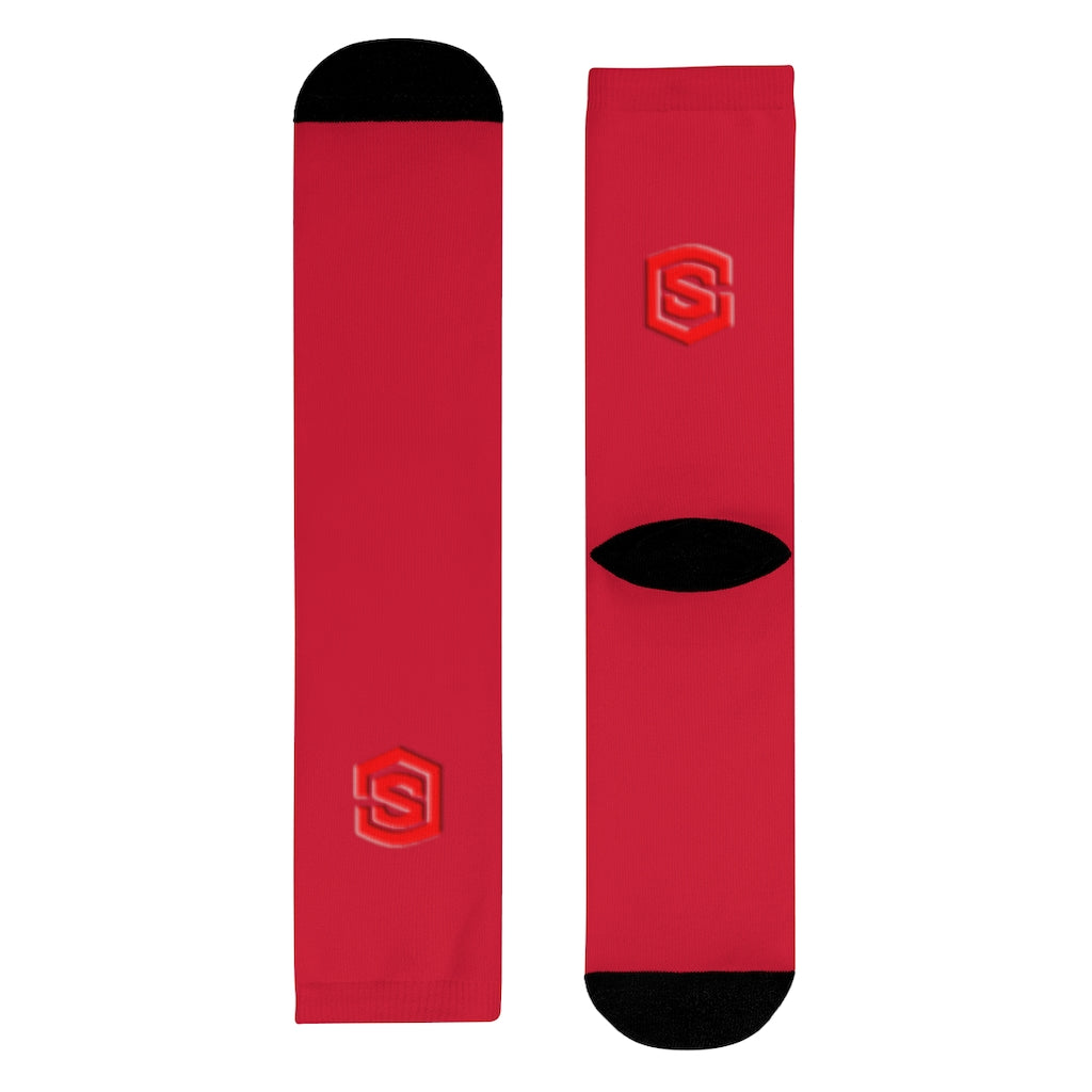 Red Sublimation Crew Socks (EU) Red Logo