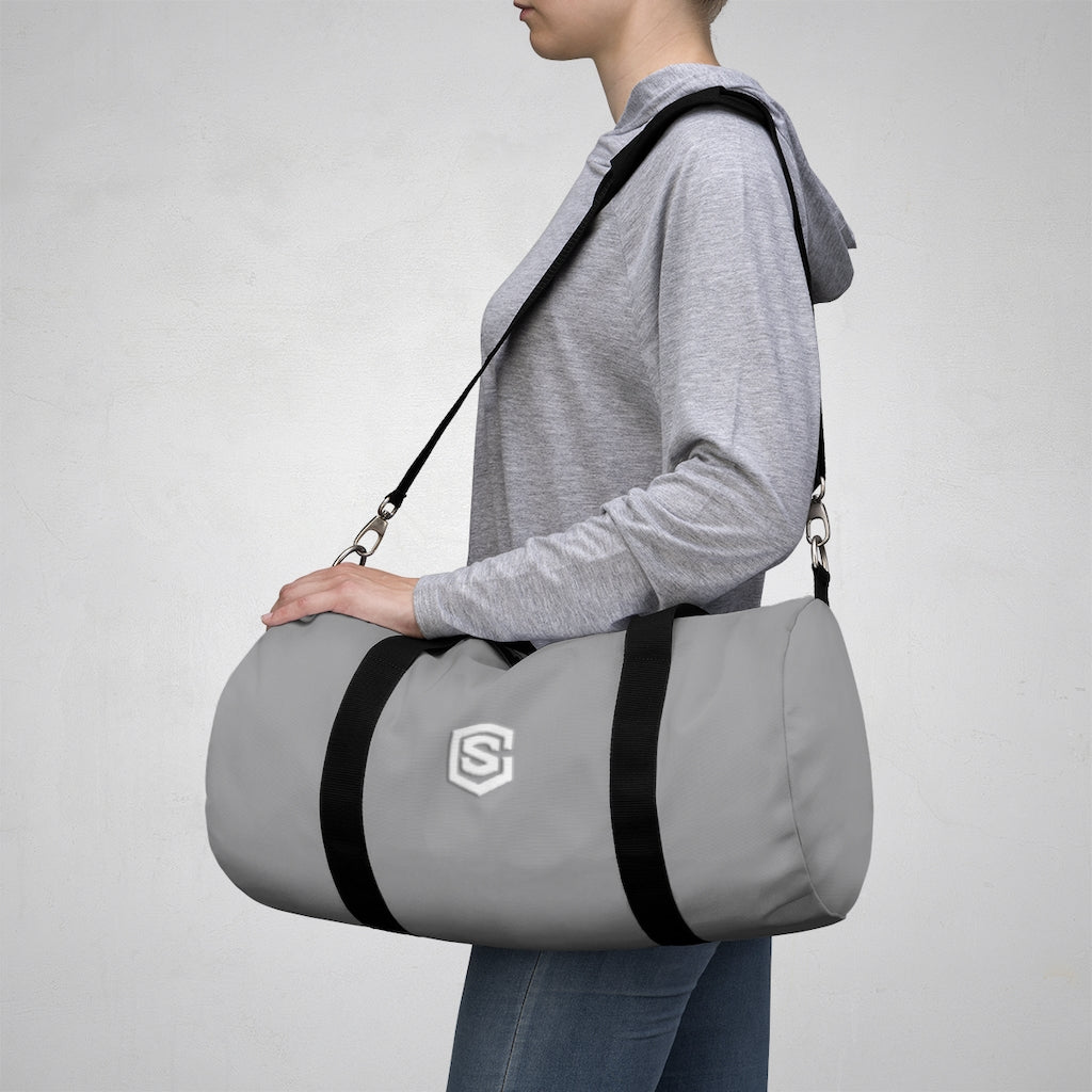 Grey Duffel Bag White Logo