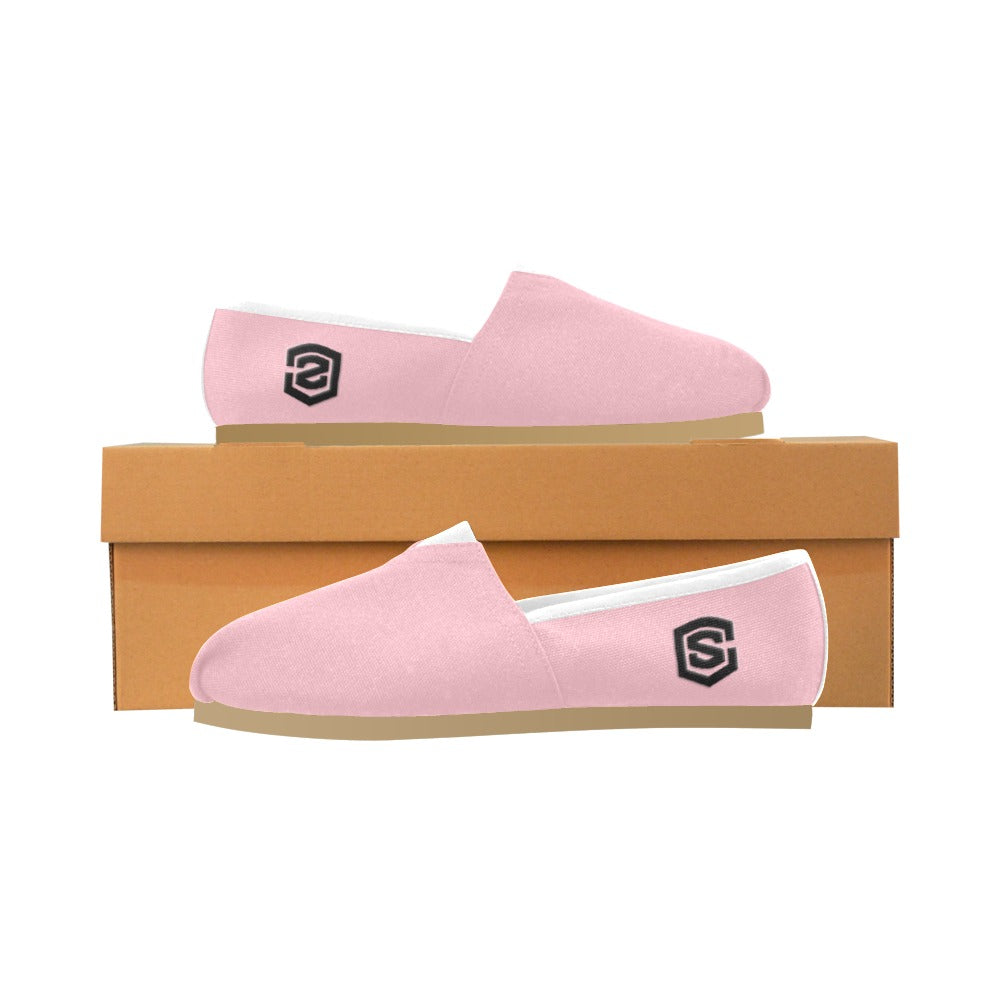 PINK casual shoes for women WITH BLACK LOGO Casual Canvas Women's Shoes (Model 004) (Designs are mirrored)