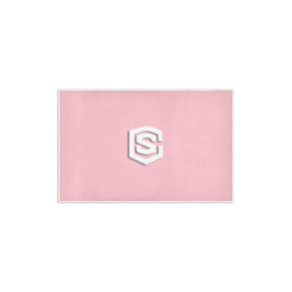 Pink Area Rug 2.6' x 1.7' with White Logo Area Rug 2.6' x 1.7'
