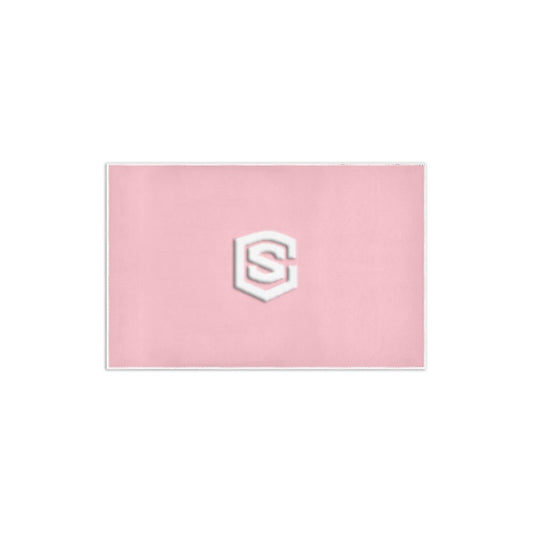 Pink Area Rug 2.6' x 1.7' with White Logo Area Rug 2.6' x 1.7'