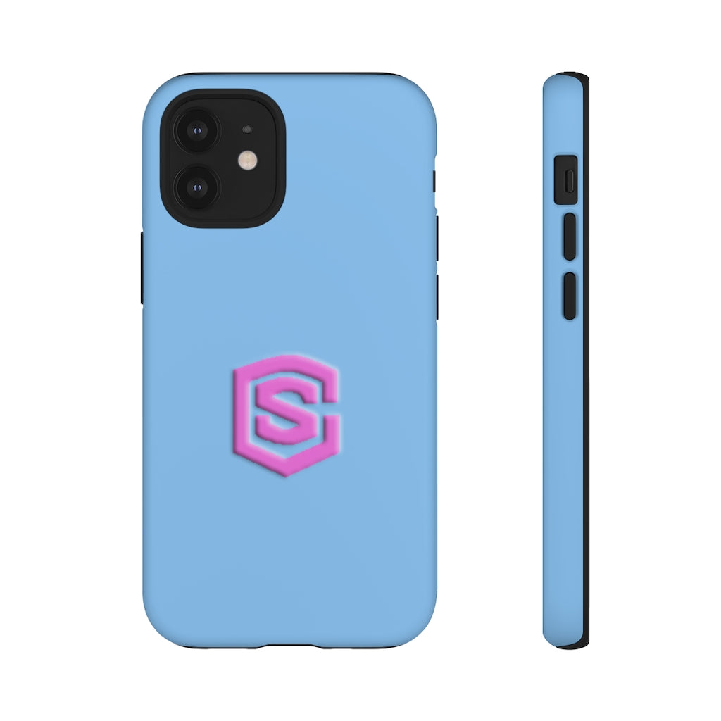 Blue Tough Cases Pink Logo