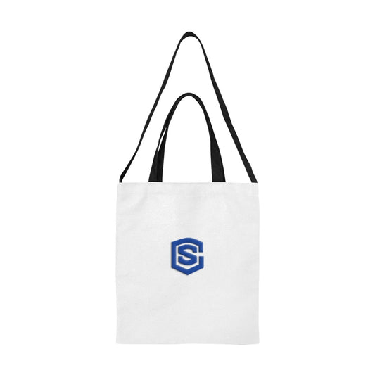 White All Over Print Canvas Tote Bag With Blue Logo All Over Print Canvas Tote Bag(Model1698)(Medium)
