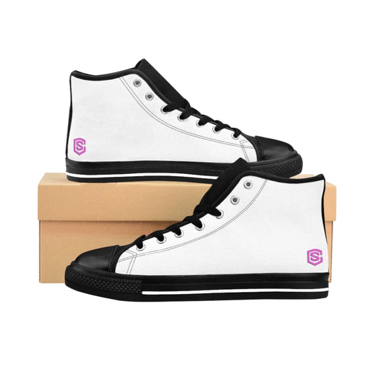 white Women's High-top Sneakers Pink logo