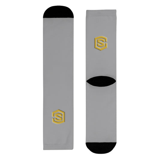 Grey Sublimation Crew Socks (EU) Gold Logo