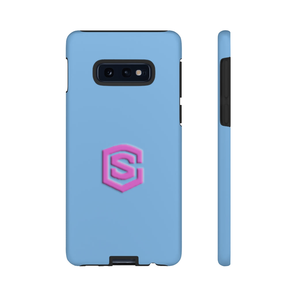 Blue Tough Cases Pink Logo