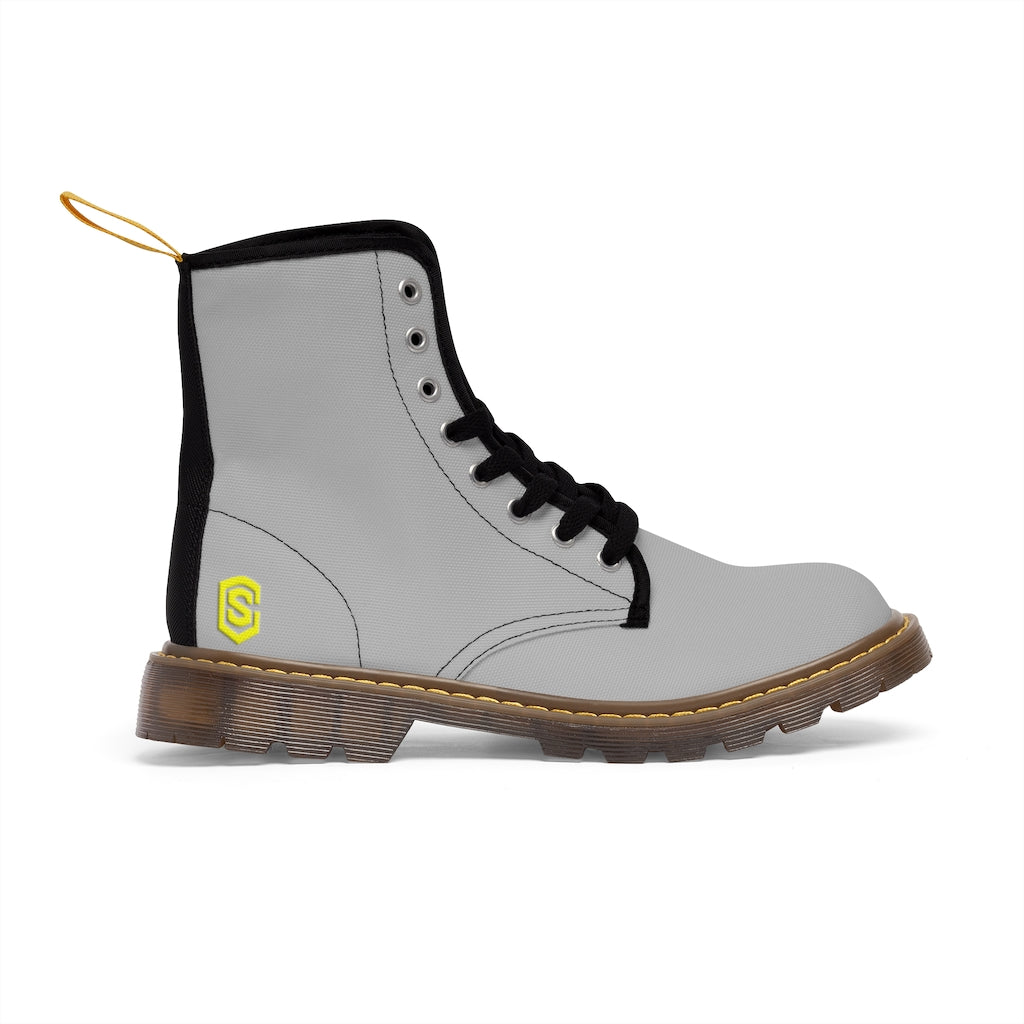 Grey Men's Canvas Boots Yellow Logo