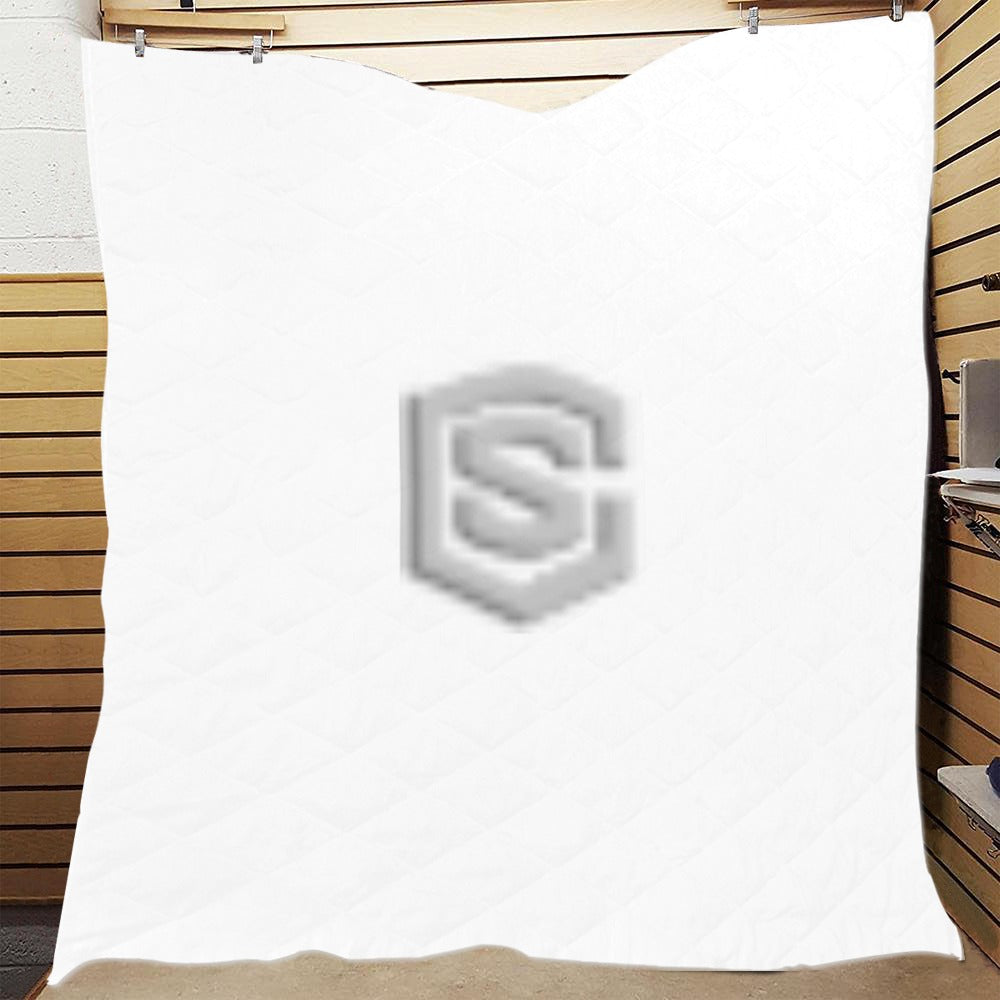 White Quilt with Silver Logo Custom Quilt  70" x 80"