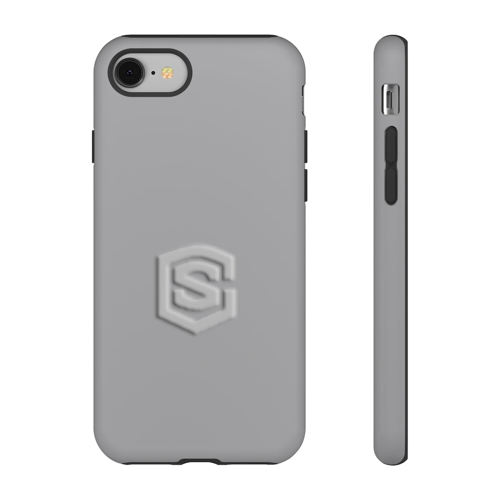 Grey Tough Cases Silver Logo