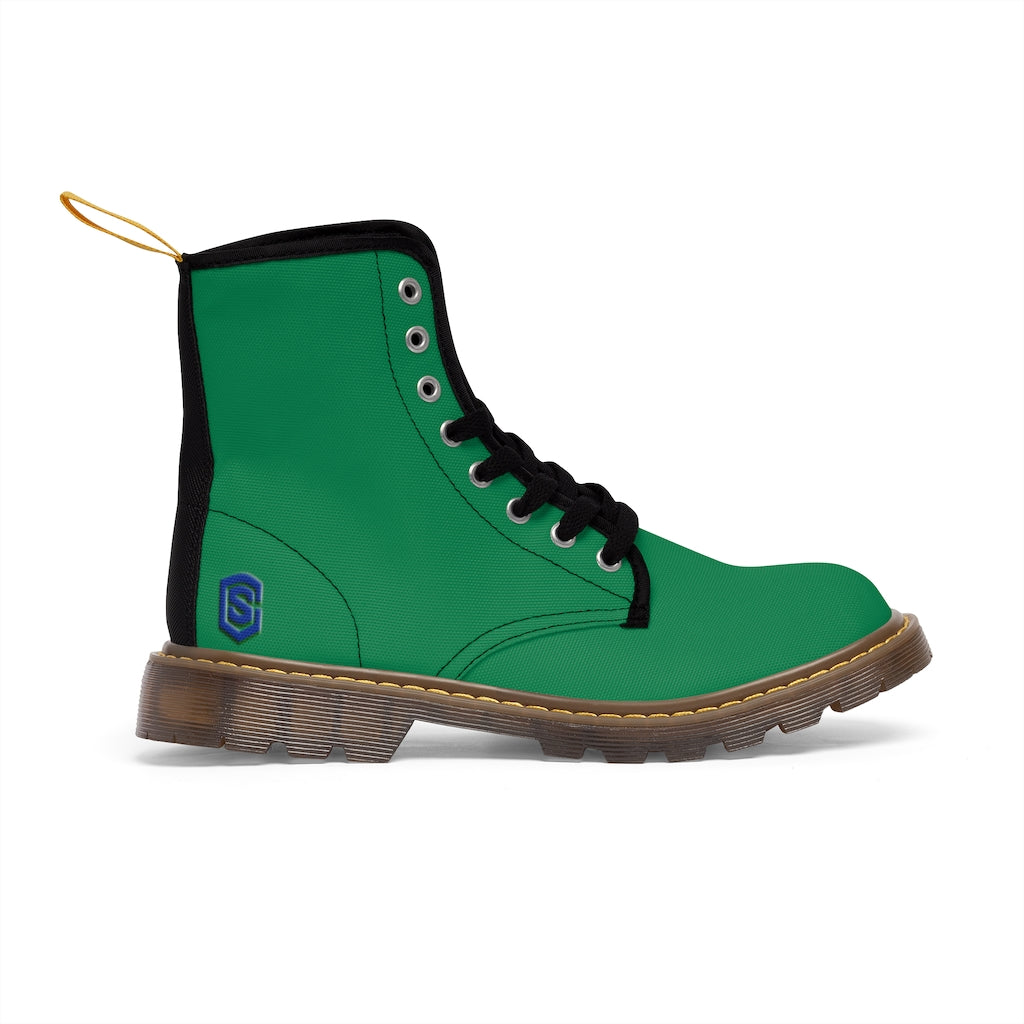 Green Men's Canvas Boots Blue Logo