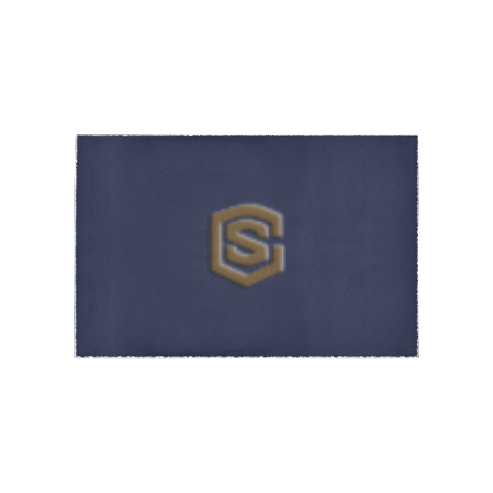 Blue Area Rug Brown Logo Area Rug 5' x 3.2'