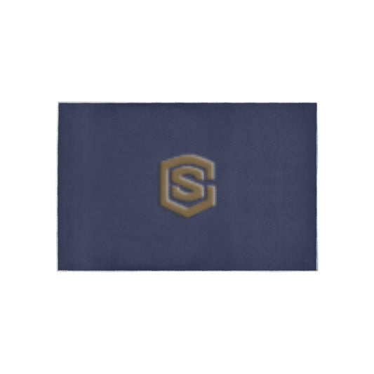 Blue Area Rug Brown Logo Area Rug 5' x 3.2'