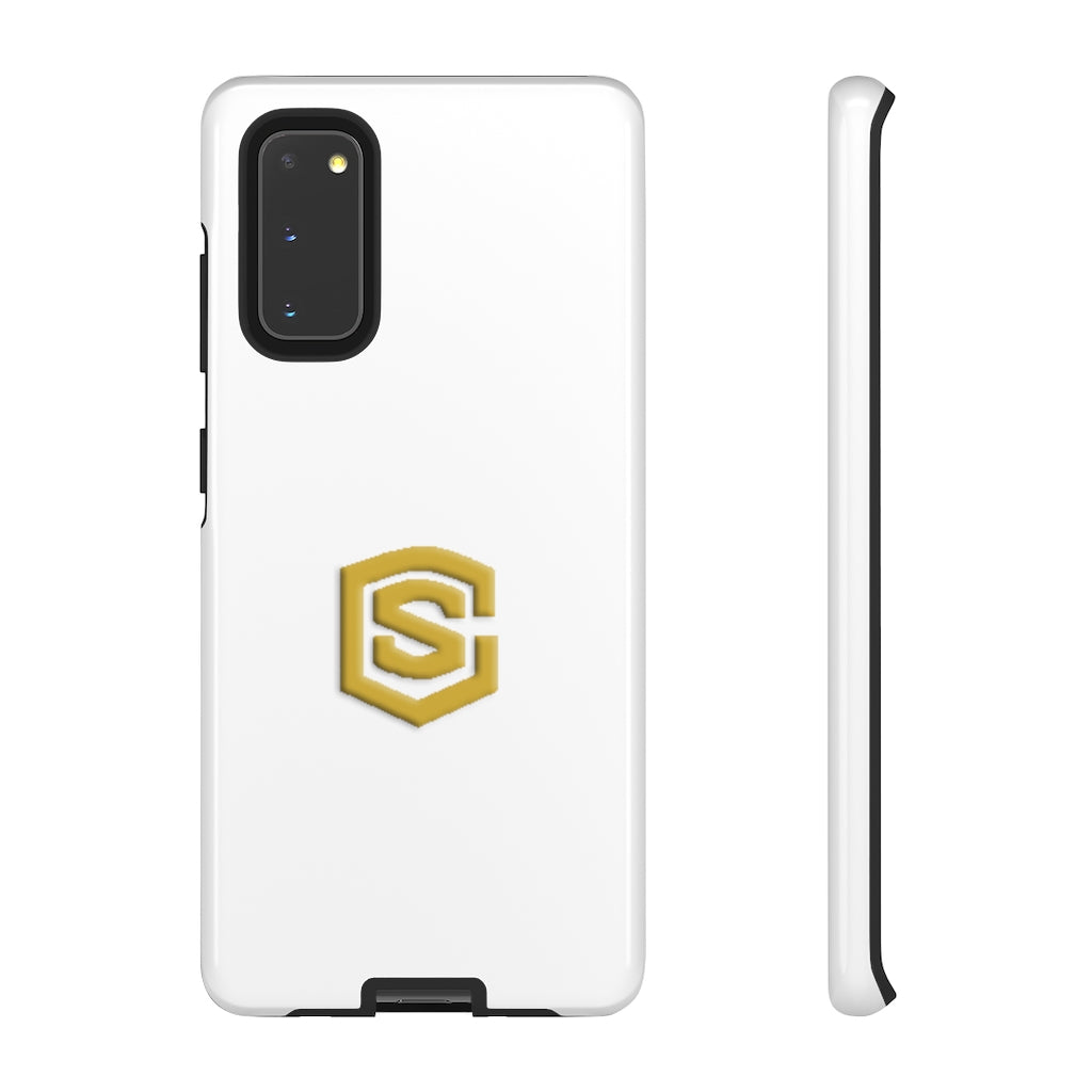 White Tough Cases Gold Logo
