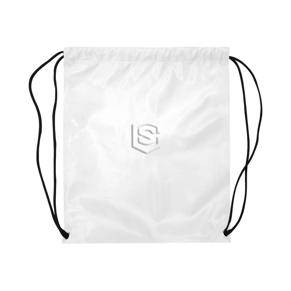 White Drawstring Bags Large With White Logo Drawstring Bags (Model 1604) (Large)