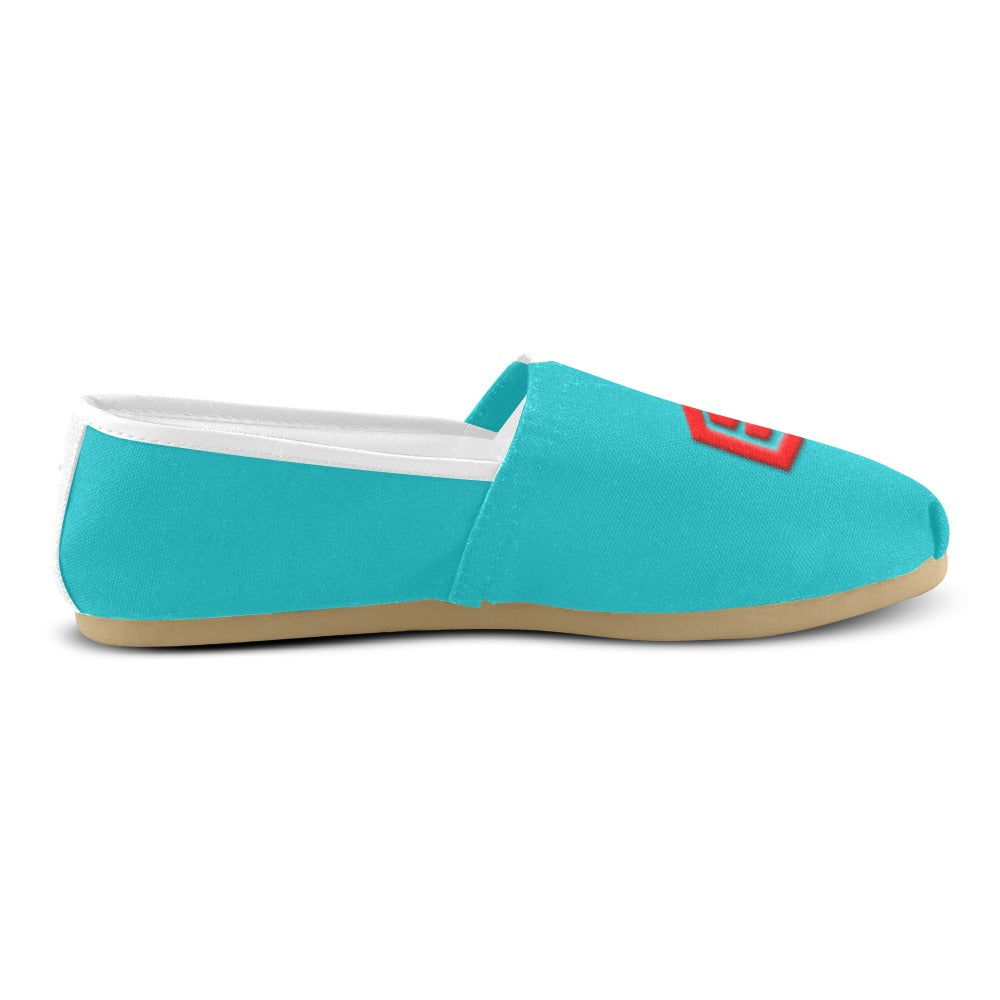 PINK Casual Canvas Women's WITH RED  LOGO Casual Canvas Women's Shoes (Model 004) (Designs are mirrored)