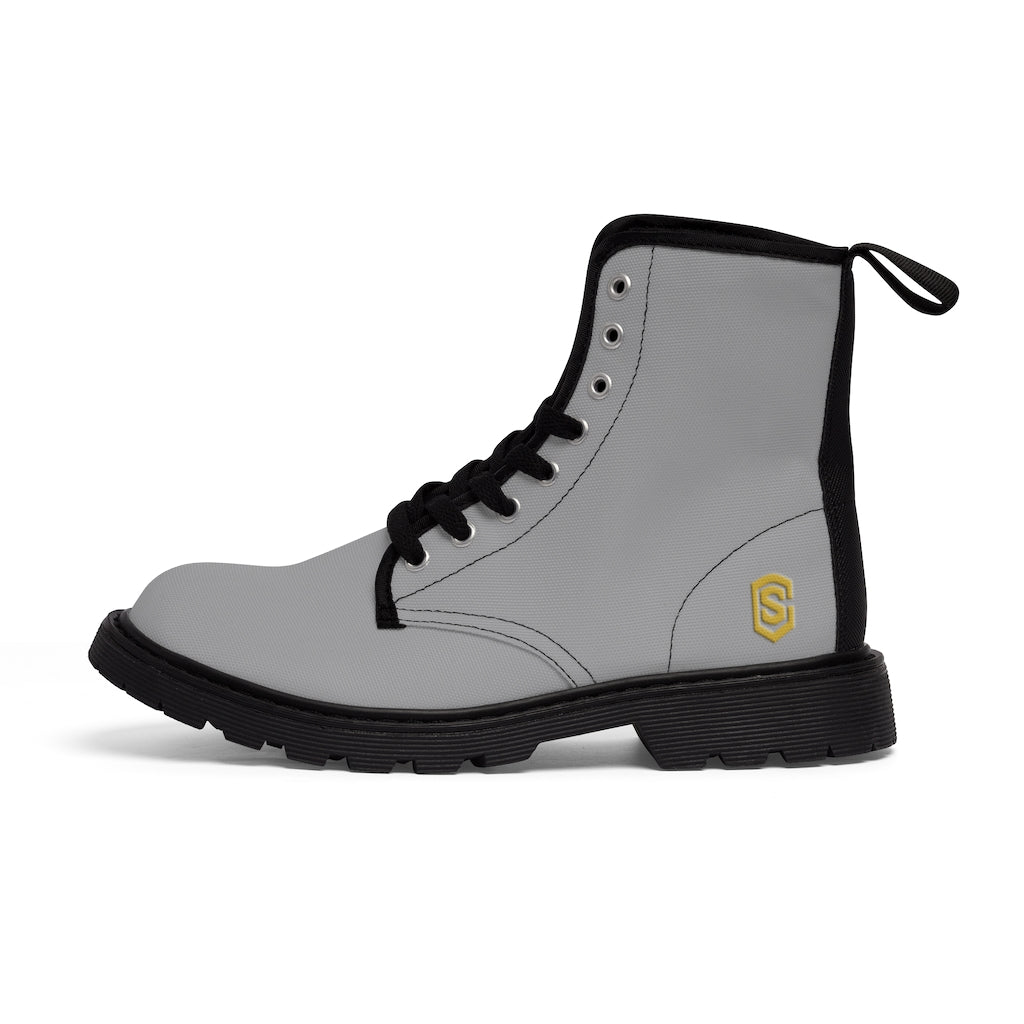 Grey Men's Canvas Boots Gold Logo