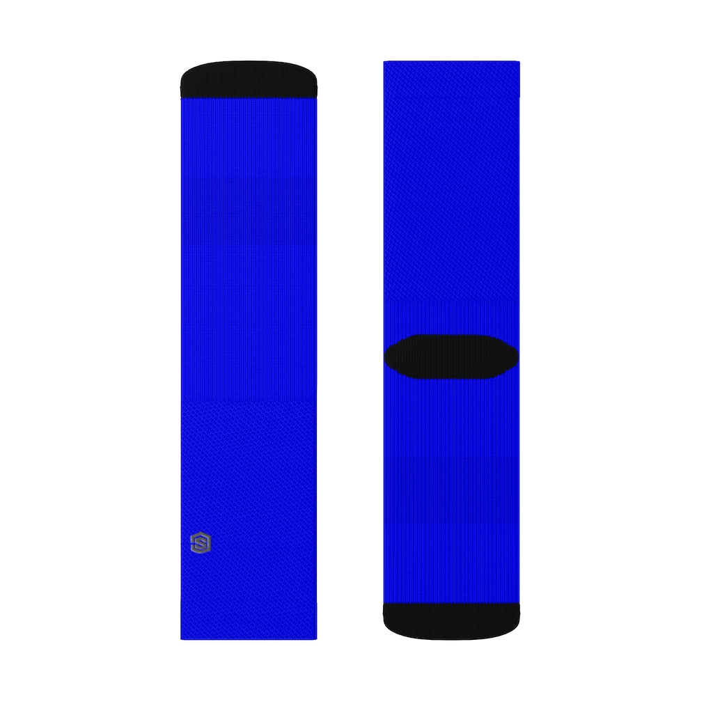 Blue Sublimation Socks with Gray Logo