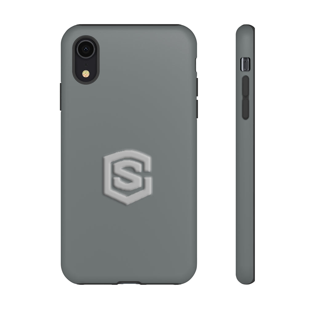 Grey Tough Cases Silver Logo