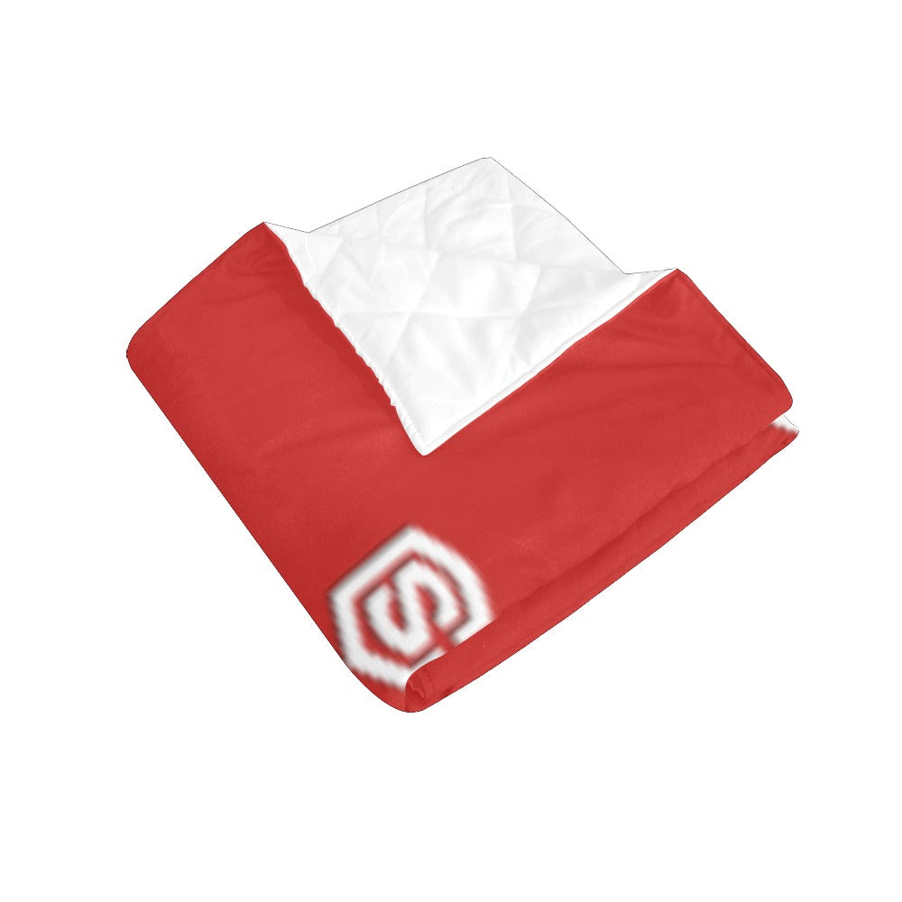 RED CUSTOM QUILT  WHITE LOGO Custom Quilt  70" x 80"