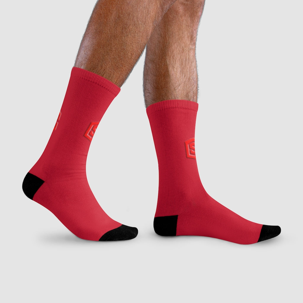 Red Sublimation Crew Socks (EU) Red Logo