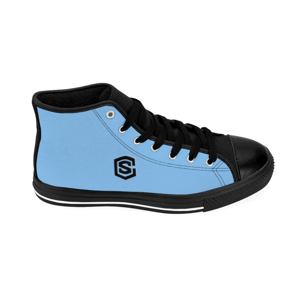 blue Men's High-top Sneakers - black logo