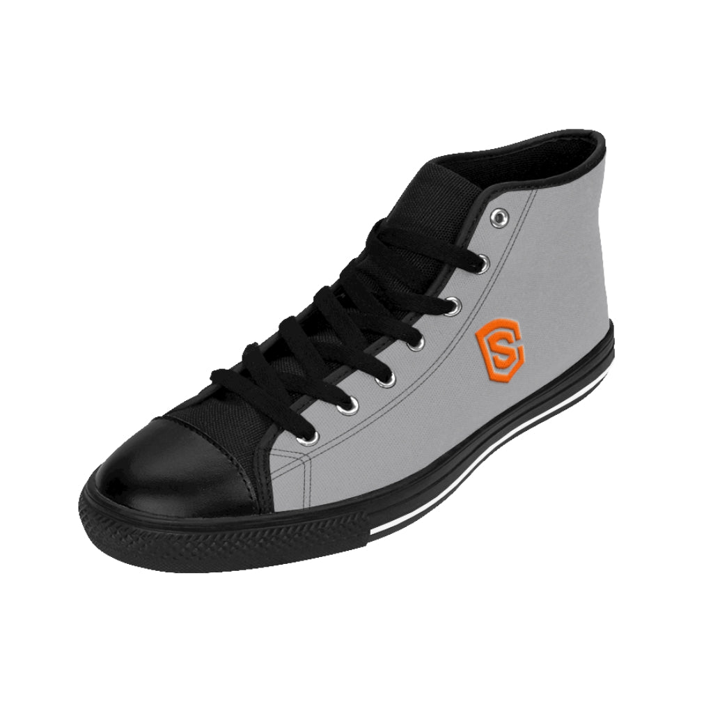 grey Men's High-top Sneakers - orange logo