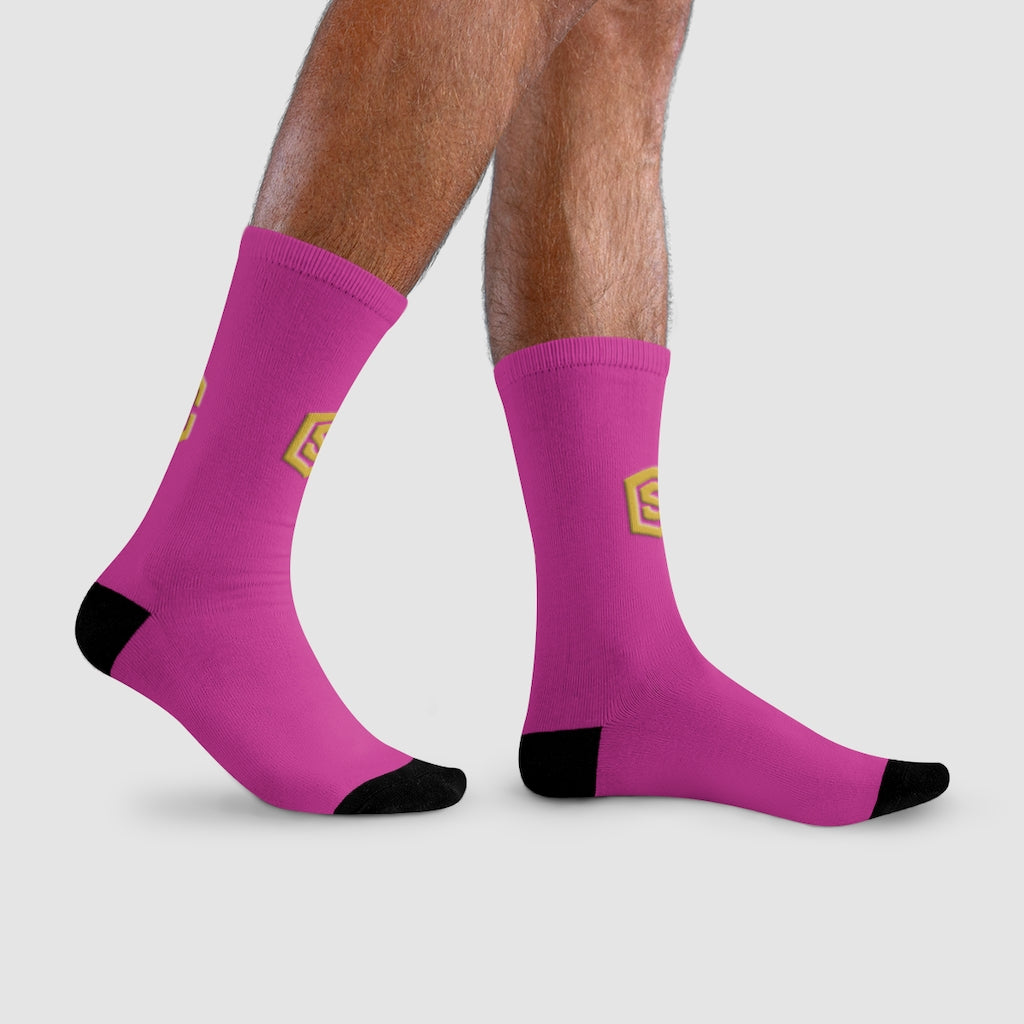 Purple Sublimation Crew Socks (EU) Gold Logo