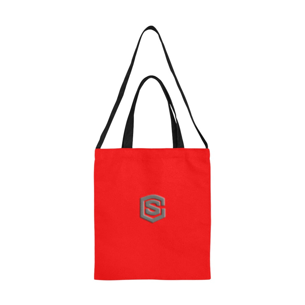 Red All Over Print Canvas Tote Bag With Grey Logo All Over Print Canvas Tote Bag(Model1698)(Medium)