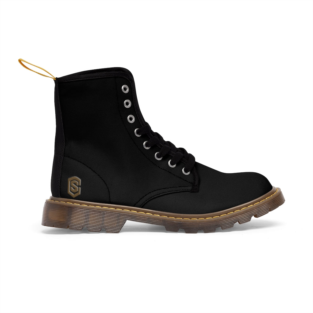 Black Men's Canvas Boots Brown Logo